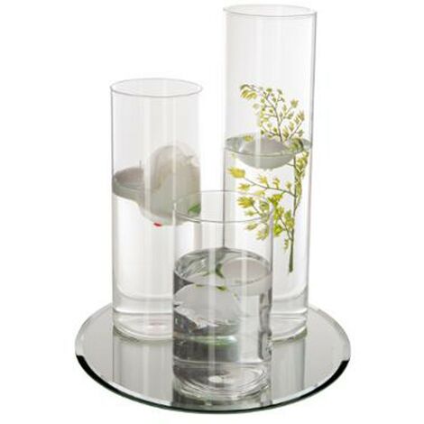 Set Décoratif Vases & Fleurs Trio 30cm Argenté