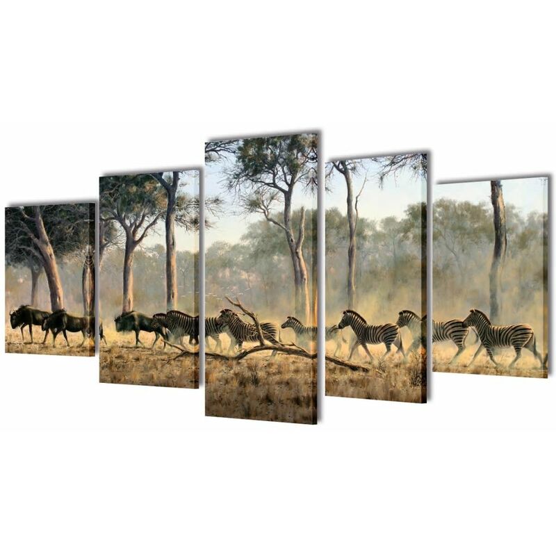 

Set decorativo de lienzos para la pared modelo cebras, 200 x 100 cm