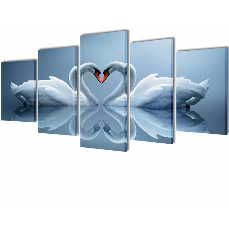 

Set decorativo de lienzos para la pared modelo cisnes, 200 x 100 cm