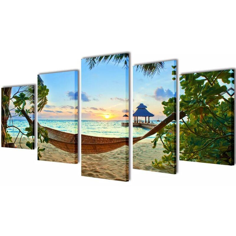 

Set decorativo de lienzos para la pared modelo con hamaca, 100 x 50 cm