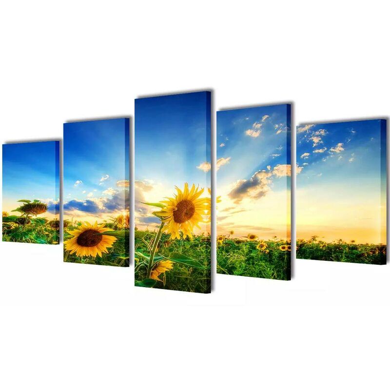 

Set decorativo de lienzos para la pared modelo girasoles, 100 x 50 cm