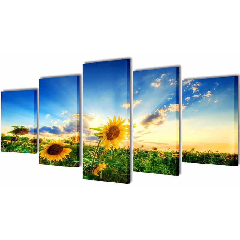 

Happyshopping - Set decorativo de lienzos para la pared modelo girasoles, 200 x 100 cm