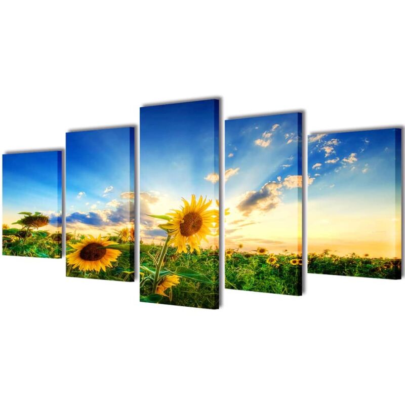 

vidaXL Set Decorativo de Lienzos para Pared Modelo Girasoles 200x100 cm - Multicolor