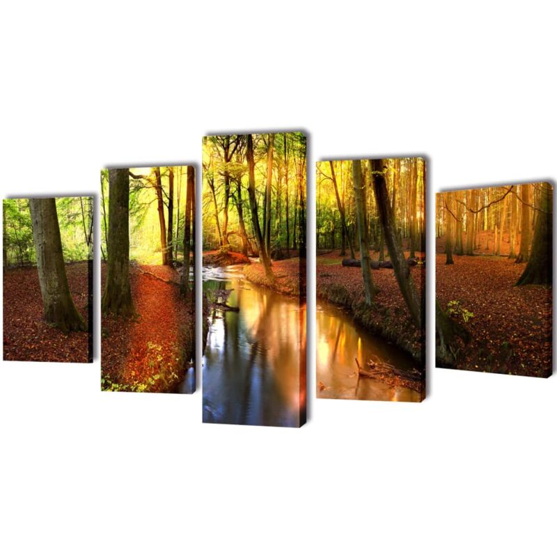 

vidaXL Set Decorativo de Lienzos para Pared Modelo Bosque 100x50 cm - Multicolor