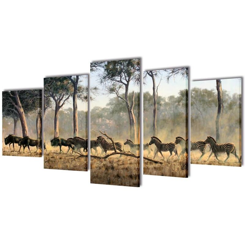 

vidaXL Set Decorativo de Lienzos para Pared Modelo Cebras 200x100 cm - Multicolor