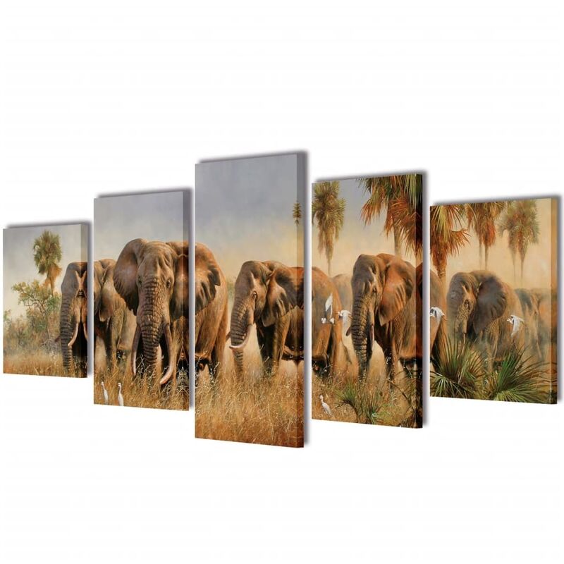 

vidaXL Set Decorativo de Lienzos para Pared Modelo Elefantes 100x50 cm - Multicolor