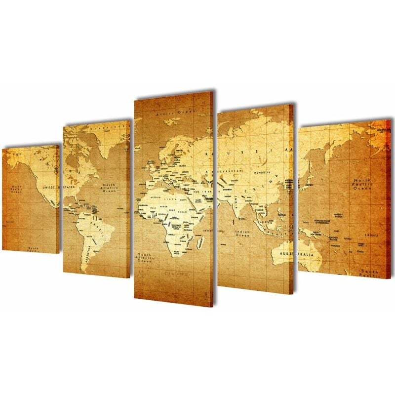 

Set decorativo de lienzos para la pared modelo mapamundi, 200 x 100 cm