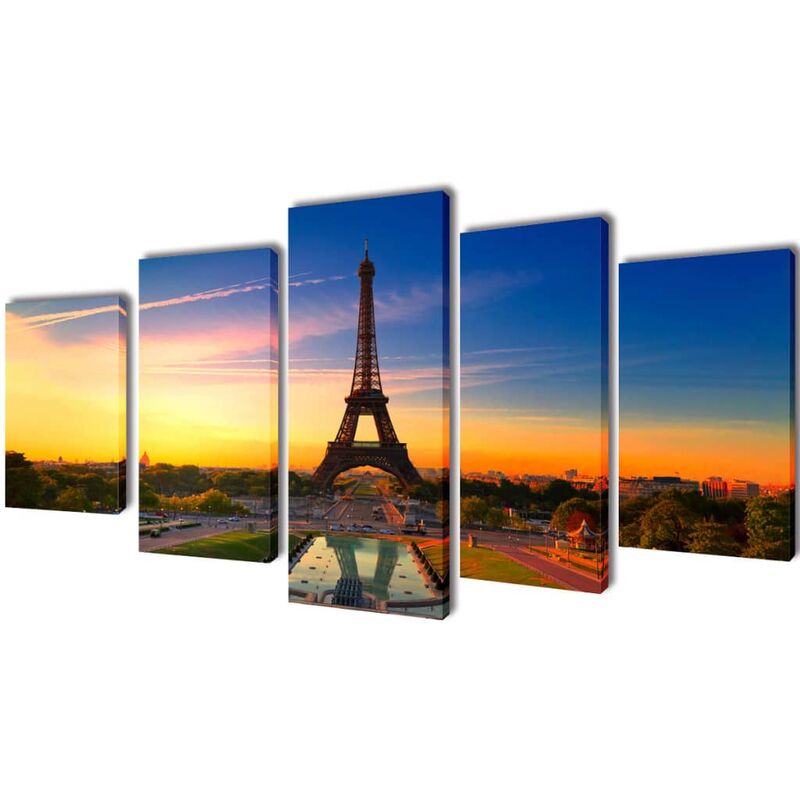 

Set decorativo de lienzos para la pared Torre Eiffel 200 x 100 cm - Multicolor