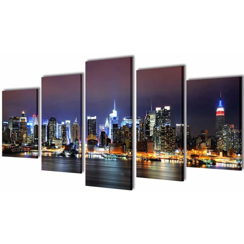 

Set decorativo de lienzos para pared Nueva York noche 100 x 50 cm