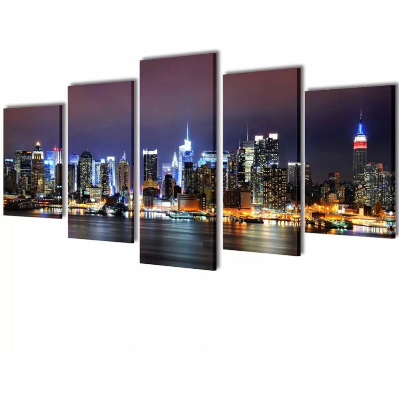 

Set decorativo de lienzos para pared nueva york noche 200 x 100 cm Rogal