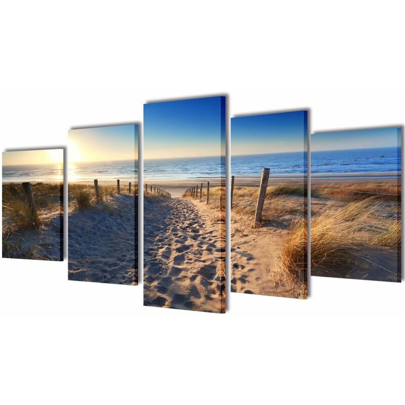 

Happyshopping - Set decorativo de lienzos para pared playa y arena 100 x 50 cm