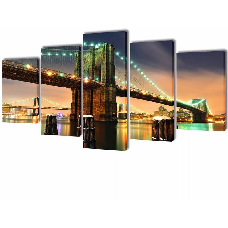 

Set decorativo de lienzos para pared puente de Brooklyn 200x100 cm