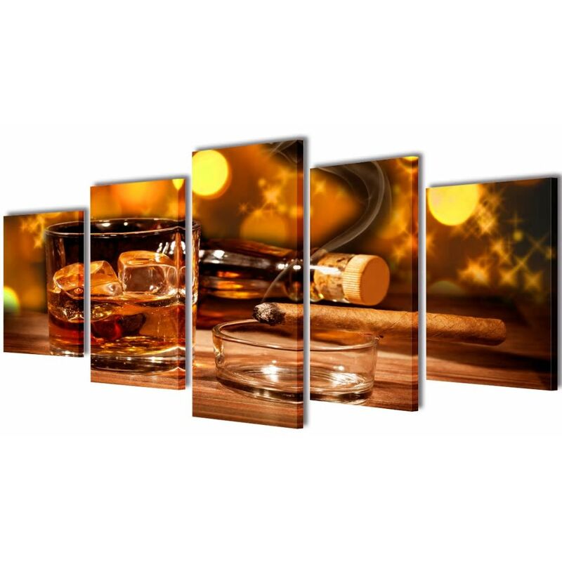 

Set decorativo de lienzos para pared whisky y puro 100 x 50 cm