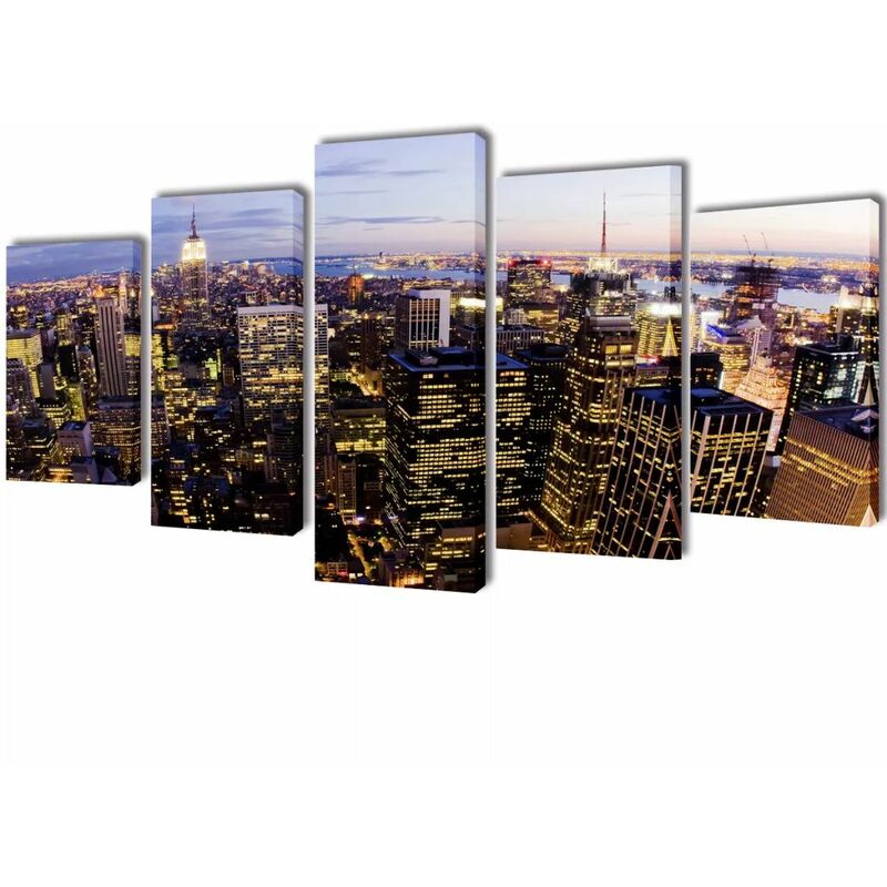 

Asupermall - Set decorativo de lienzos pared Nueva York panoramica 100x50cm