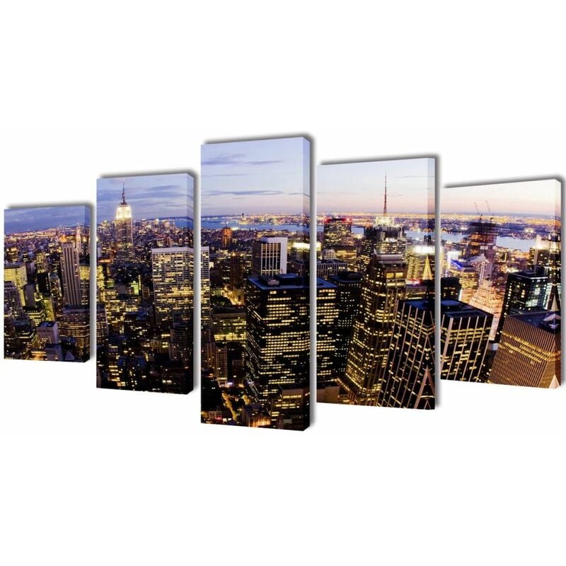 

Set decorativo de lienzos pared Nueva York panorámica 200x100cm