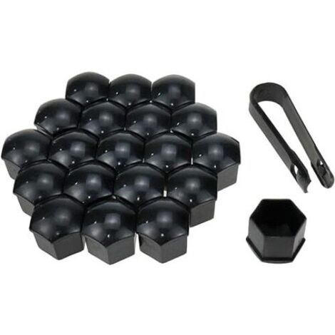Set d'embouts de goujons de roue de roue hexagonal, 17 mm 20 pcs + outil pour le retrait de noir