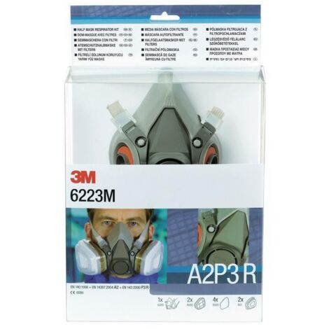 Set demi-masques de protect. Respirat. 6223 – SET – A2P3R EN 140 avec filtre M