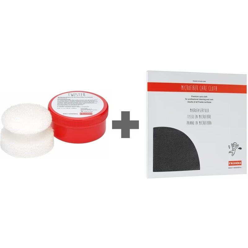 Set d'entretien : produit d'entretien Twister (avec éponge, pot de 125 ml) + chiffon en microfibre Franke