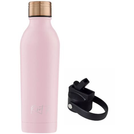 Set deportivo: Botella térmica y tapón con pajita, recubrimiento en polvo rosa milenario, 500 ml