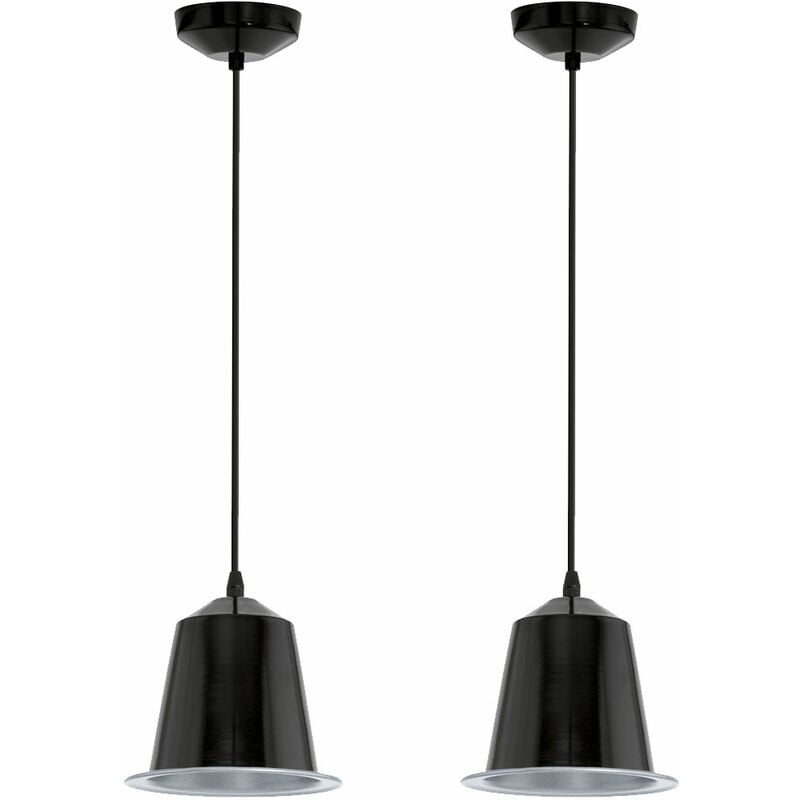 Lot de 2 suspensions led pour salon, couloir et plafond, noir GU10