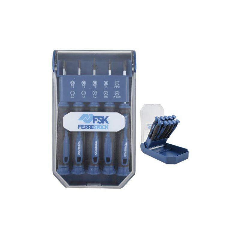 

Ferrstock FSKDES010P Set de 10 destornilladores de precisión, para relojería, gafas y otros objetos delicados