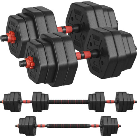 Set d’Haltères, Haltères avec Barre de Connexion, Hexagonales, pour l’Entraînement, la Musculation, l’Haltérophilie à Domicile ou en Salle de Sport