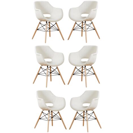 Set di 1/2/4/6 Poltrona da pranzo in tessuto Olivia Eiffel Set di 6 - Crema