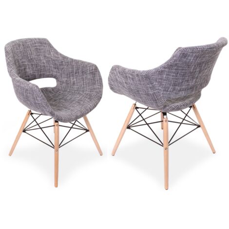 Set di 1/2/4 Poltrona da pranzo in tessuto Olivia Eiffel Set di 2 - Grigio