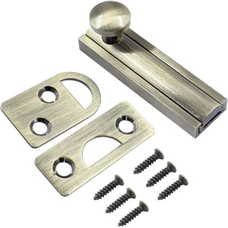 Set di 1 chiavistello in ottone massiccio, 5,1 cm, chiavistello scorrevole in bronzo, serratura per portafinestra resistente per porte a mortaio, cancelli a filo