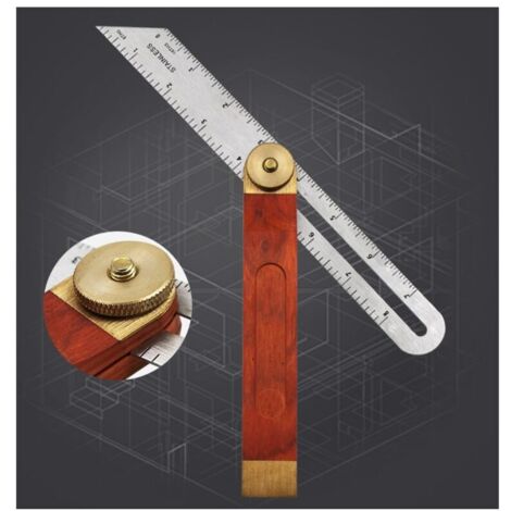 Set di 1 squadra da carpentiere, angolo falso 228 mm con lama in acciaio inox e manico in legno rosso, ideale per falegnami, carpentieri e falegnami