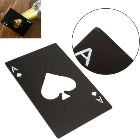 Set di 10 apribottiglie in acciaio inox per carte di credito, formato casinò, apribottiglie per birra (nero)