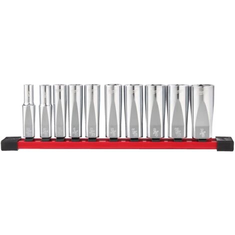 Set di 10 bussole esagonali lunghe 3/8" imperiali 10PC - Milwaukee 4932492510