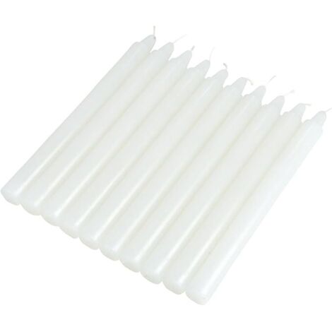 Set di 10 candele per uso domestico, 20 cm, bianche