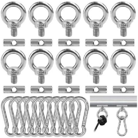 Set di 10 fermi per binari di tendalino con moschettone in acciaio inox, gancio di fissaggio per binari di tendalino, roulotte e tenda da campeggio.