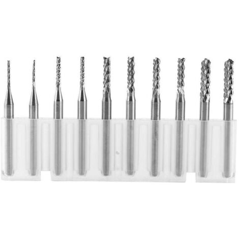 Set di 10 frese rotanti elicoidali in carburo di tungsteno per lavorazioni CNC, incisione e taglio, diametri: 1,0 1,5 2,0 2,5 3 mm