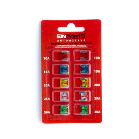 Set di 10 fusibili a lama per autoveicoli MICRO 10A-30A