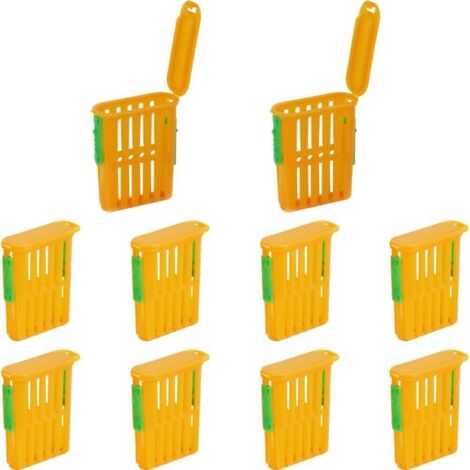 Set di 10 gabbie per regine in plastica gialla, gabbie per trasporto di api, gabbie per regine, attrezzatura per apicoltore, forniture per apicoltura