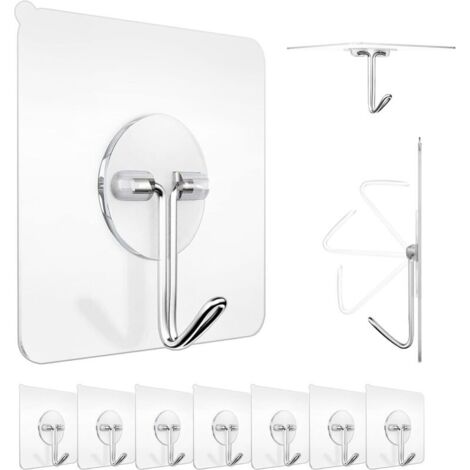 Set di 10 ganci adesivi da parete, 6 x 6 cm – Ganci da parete in acciaio inossidabile per casa, cucina, bagno – Carico massimo: 5 kg – Ideale per