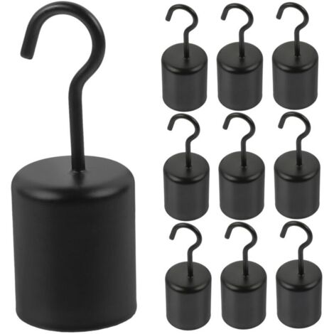 Set di 10 ganci appendiabiti vintage in metallo nero per lampade, resistenti e adatti per illuminazione interna ed esterna, accessorio retrò per appendere corde.