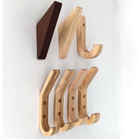 Set di 10 ganci da parete in legno massello – Ganci angolati per cappotti e borse – Resistenti all'usura – Montaggio a parete robusto