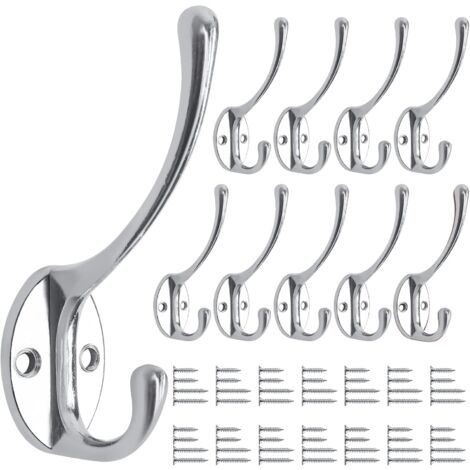 Set di 10 ganci da parete vintage per bagno, cucina, soggiorno e corridoio, argento