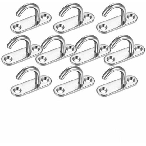 Set di 10 ganci in acciaio inox, ganci da soffitto, staffe in acciaio inox
