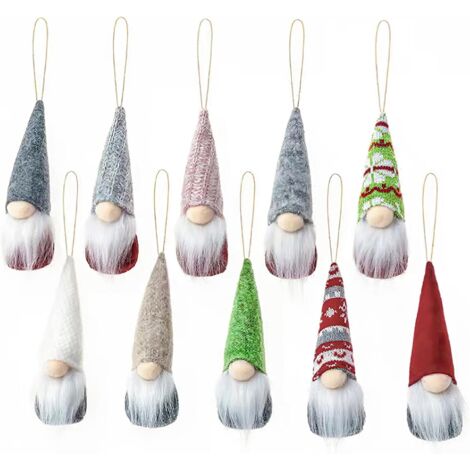 Set di 10 gnomi natalizi da appendere, decorazioni di peluche svedesi fatte a mano, per la casa e le feste