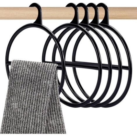 Set di 10 grucce rotonde in plastica nera per sciarpe, scialli, cravatte e altre sciarpe contenitore per sciarpe e scialli