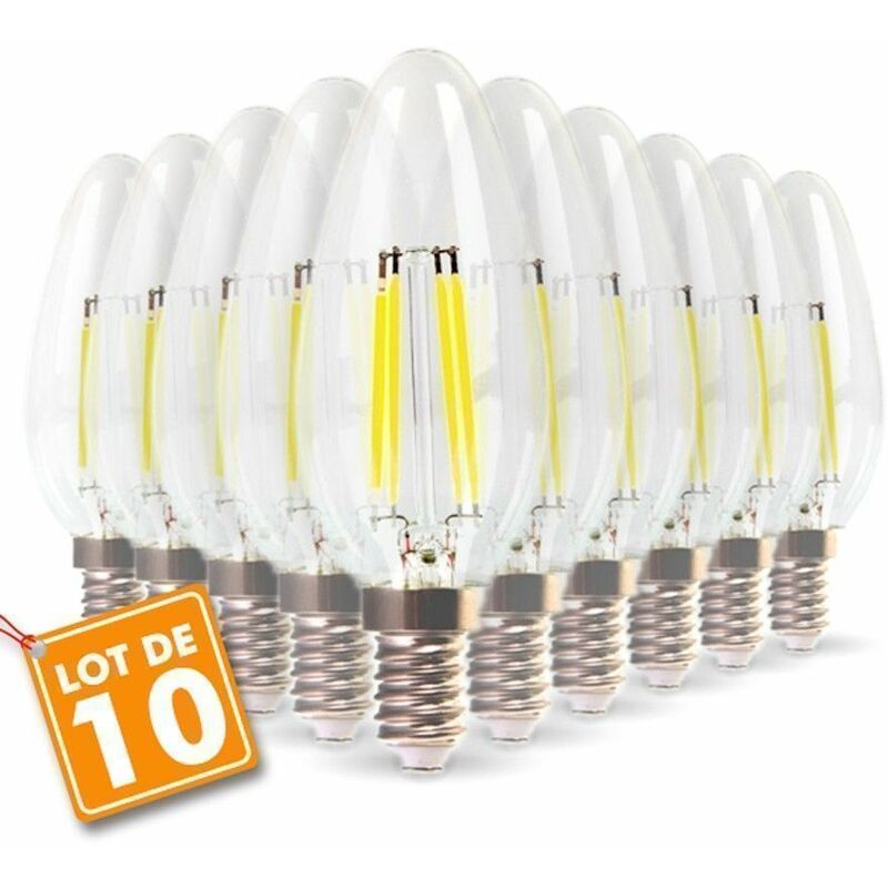 Image of Set di 10 lampadine a filamento LED E14 a fiamma 4w Eq 40W bianco caldo 2700K