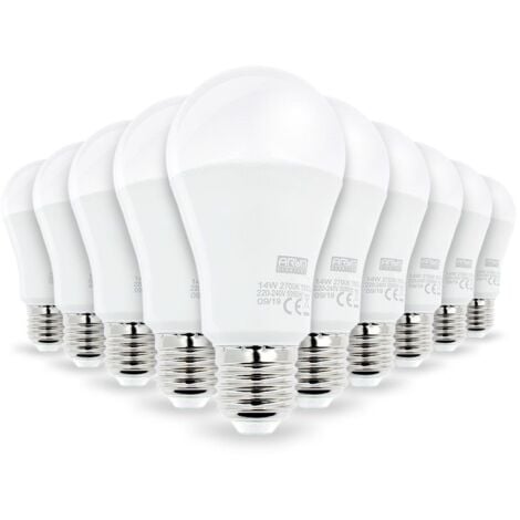 10 lampadine LED E27 12W bianco neutro 4500K ad alta luminosità