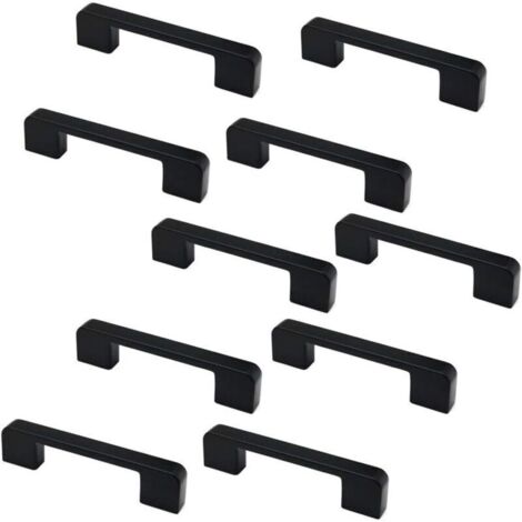 Set di 10 maniglie per ante di armadi e cassetti in lega di zinco nero opaco, lunghezza 106 mm.