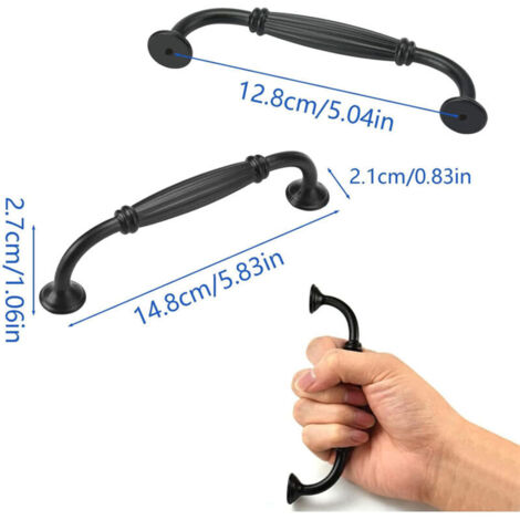 Set di 10 maniglie per ante di armadi in lega di alluminio con viti per cucina, camera da letto e mobili (nere, 128 mm)