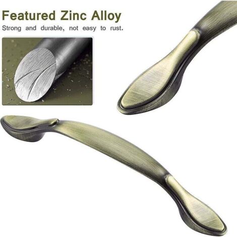 Set di 10 maniglie per ante di mobili a forma di arco, lunghe 13 cm (foro centrale 9,7 cm), colore verde bronzo, 96 mm