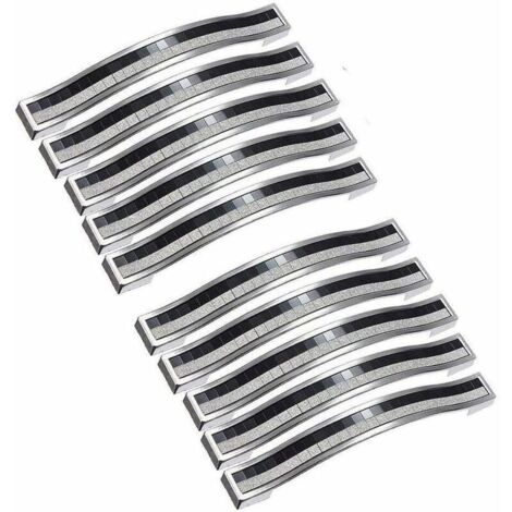 Set di 10 maniglie per mobili in cristallo scintillante con strass - Maniglie nere per mobili, maniglie per mobili da cucina, interasse 96 mm